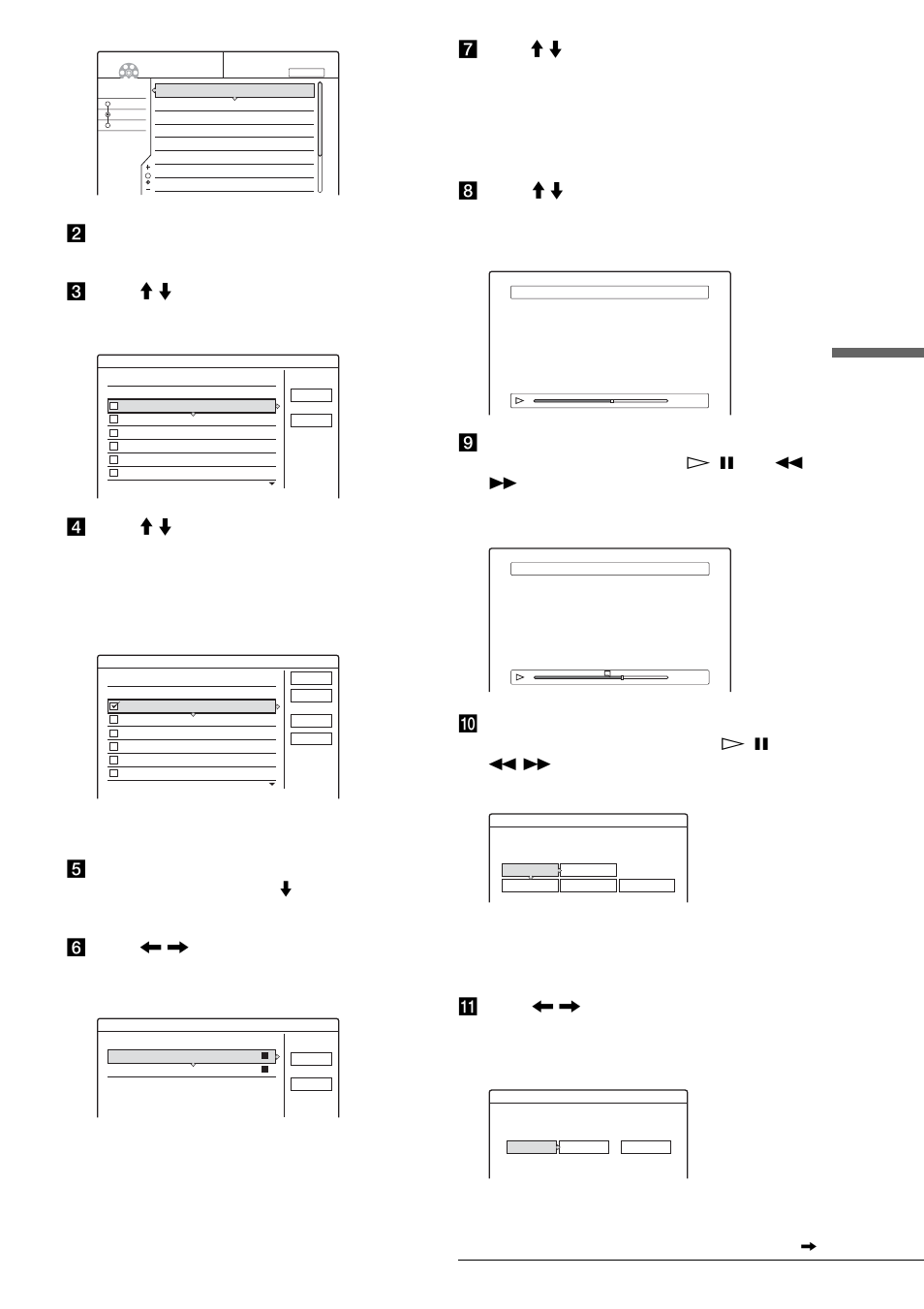 Editi ng a dvd, B press tool, E repeat step 4 when adding more titles | F press </, to select “ok,” then press enter, K press </, to select “ok,” then press enter, The tool menu appears, The display for selecting titles appears, Advanced editing (playlist edit) | Sony RDR-GX3 User Manual | Page 69 / 100
