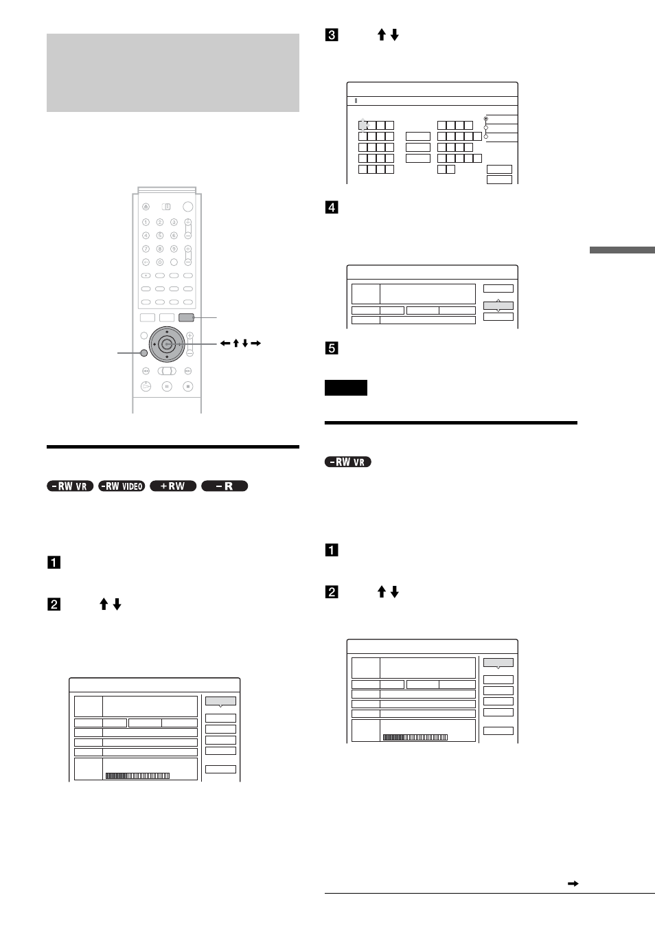 Labelling, protecting, or finalizing a disc, Labelling a disc (disc name), Protecting a disc (protect disc) | Labelling, protecting, or finalizing a, Disc, Editi ng a dvd, A press tool while the disc is in the recorder, E press return to turn off the display, The tool menu appears, The display for entering a disc name appears | Sony RDR-GX3 User Manual | Page 73 / 100