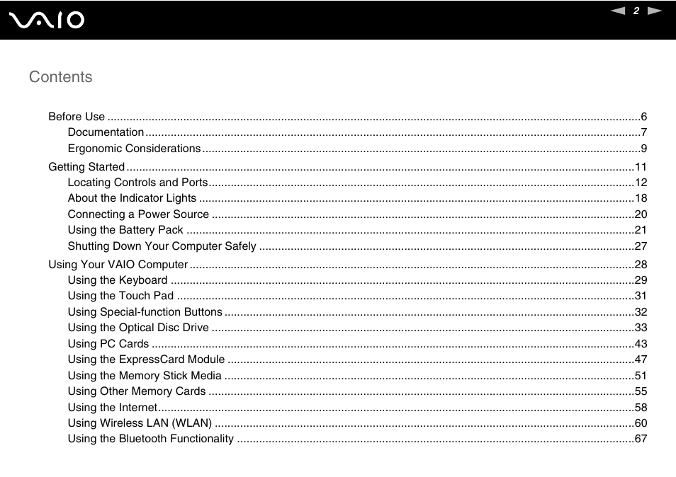 Sony VAIO VGN-SZ600 User Manual | Page 2 / 216