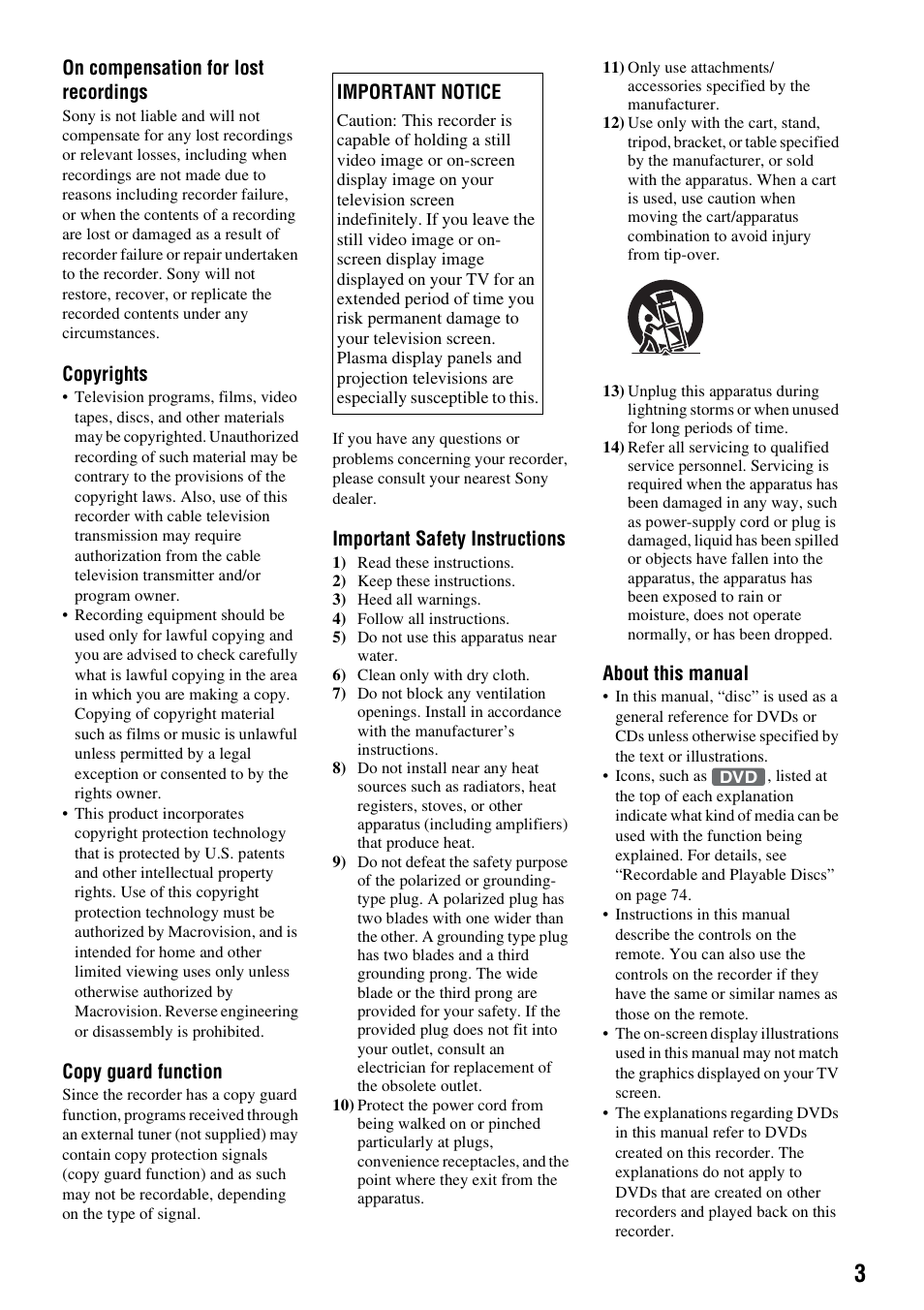 Sony RDR-GX257 User Manual | Page 3 / 84