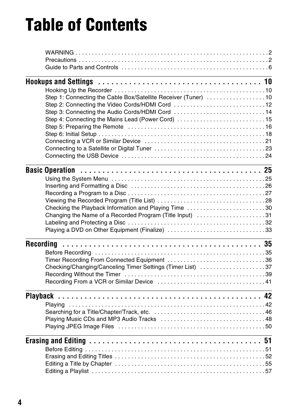 Sony RDR-GX257 User Manual | Page 4 / 84