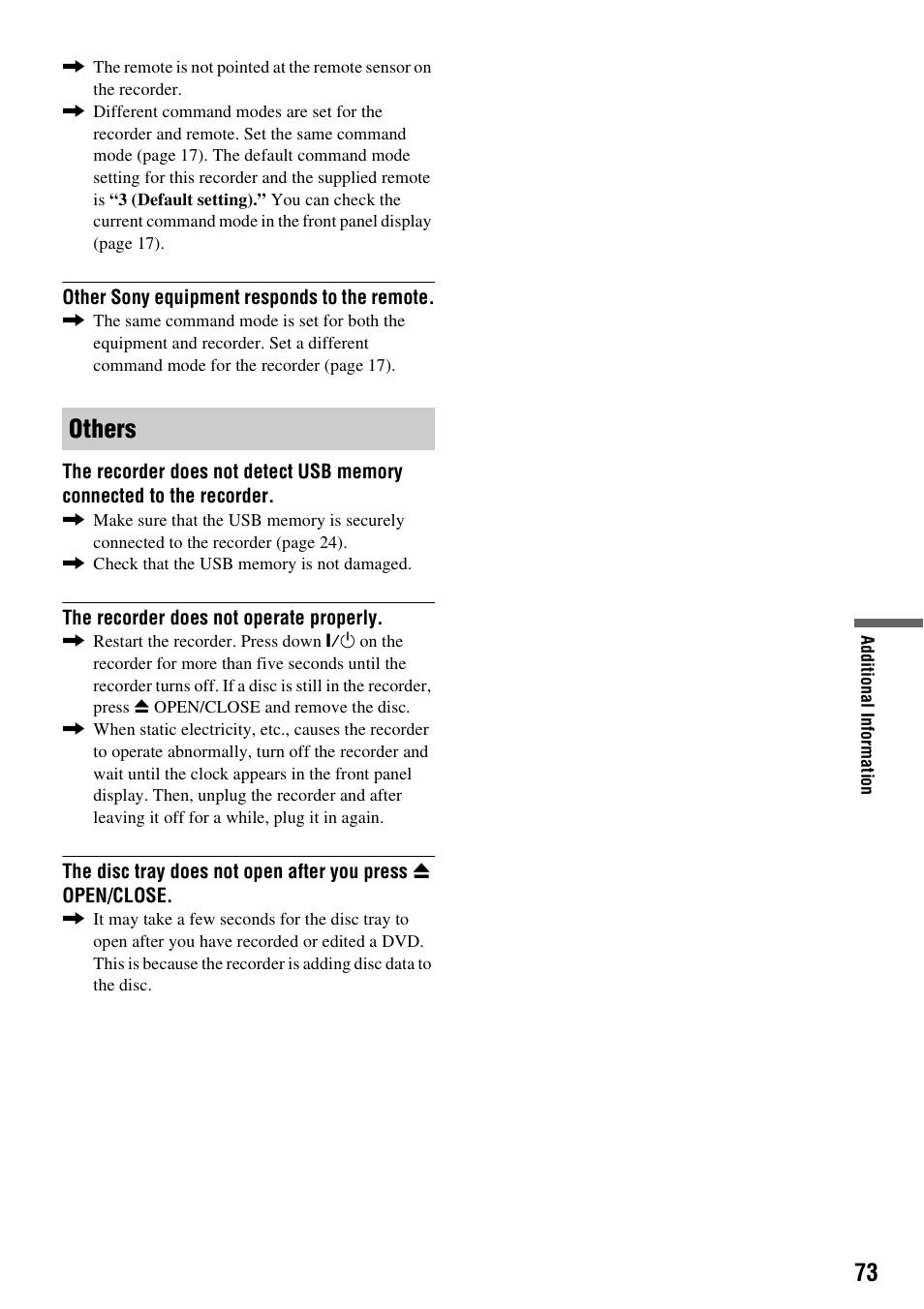 Others | Sony RDR-GX257 User Manual | Page 73 / 84