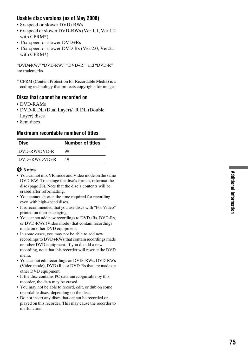 Sony RDR-GX257 User Manual | Page 75 / 84