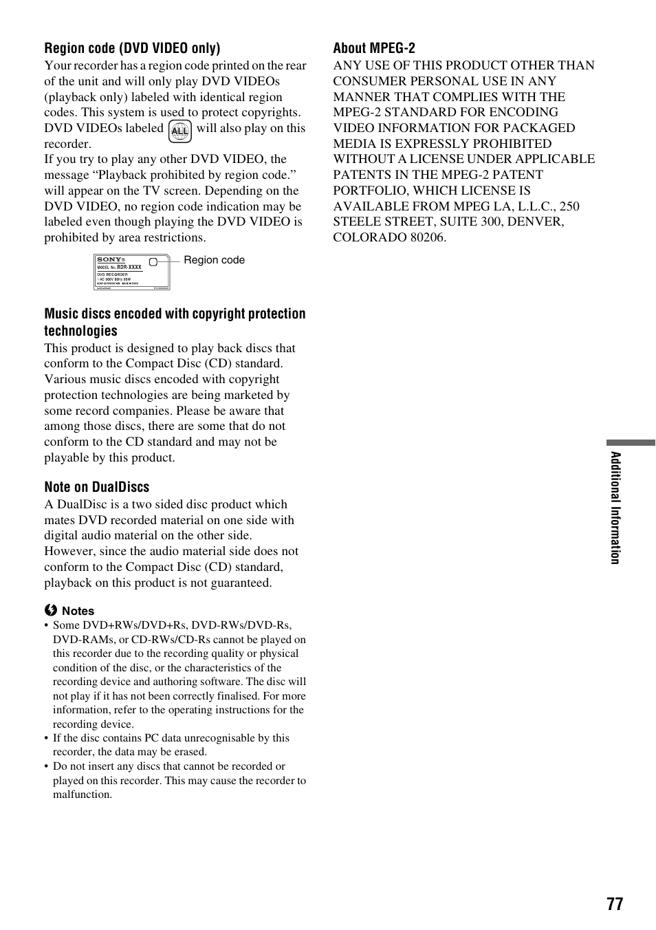 Sony RDR-GX257 User Manual | Page 77 / 84