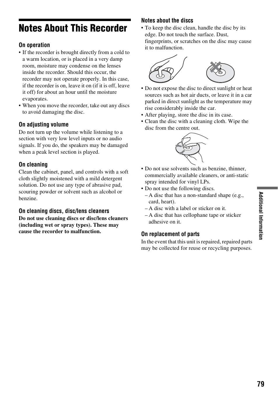 Notes about this recorder | Sony RDR-GX257 User Manual | Page 79 / 84