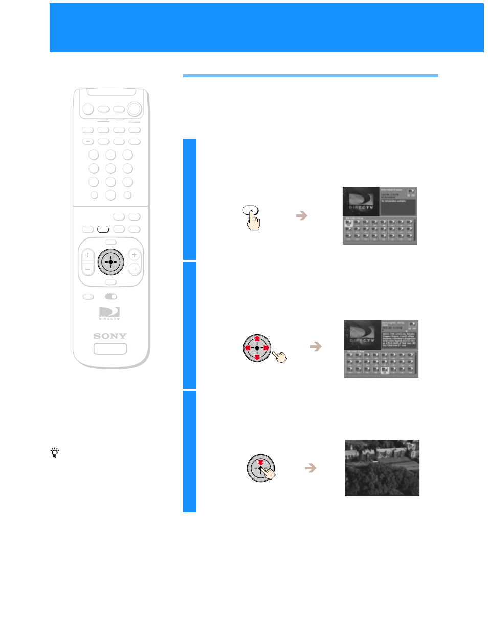 Using the station index, Press the index button, Highlight the station you want | Select the station you want | Sony SAT-B50 User Manual | Page 38 / 80