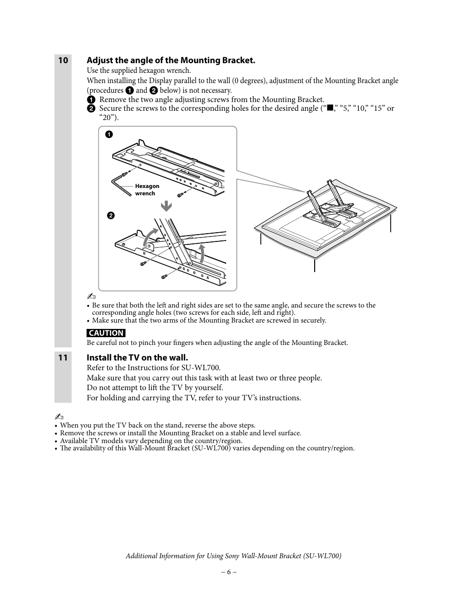 Sony SU-WL700 User Manual | Page 6 / 6