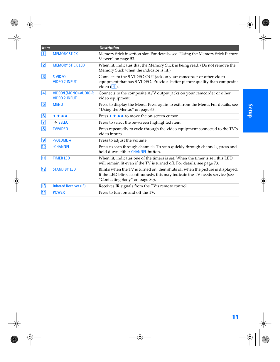 Sony WEGA KV-40XBR800 User Manual | Page 12 / 89