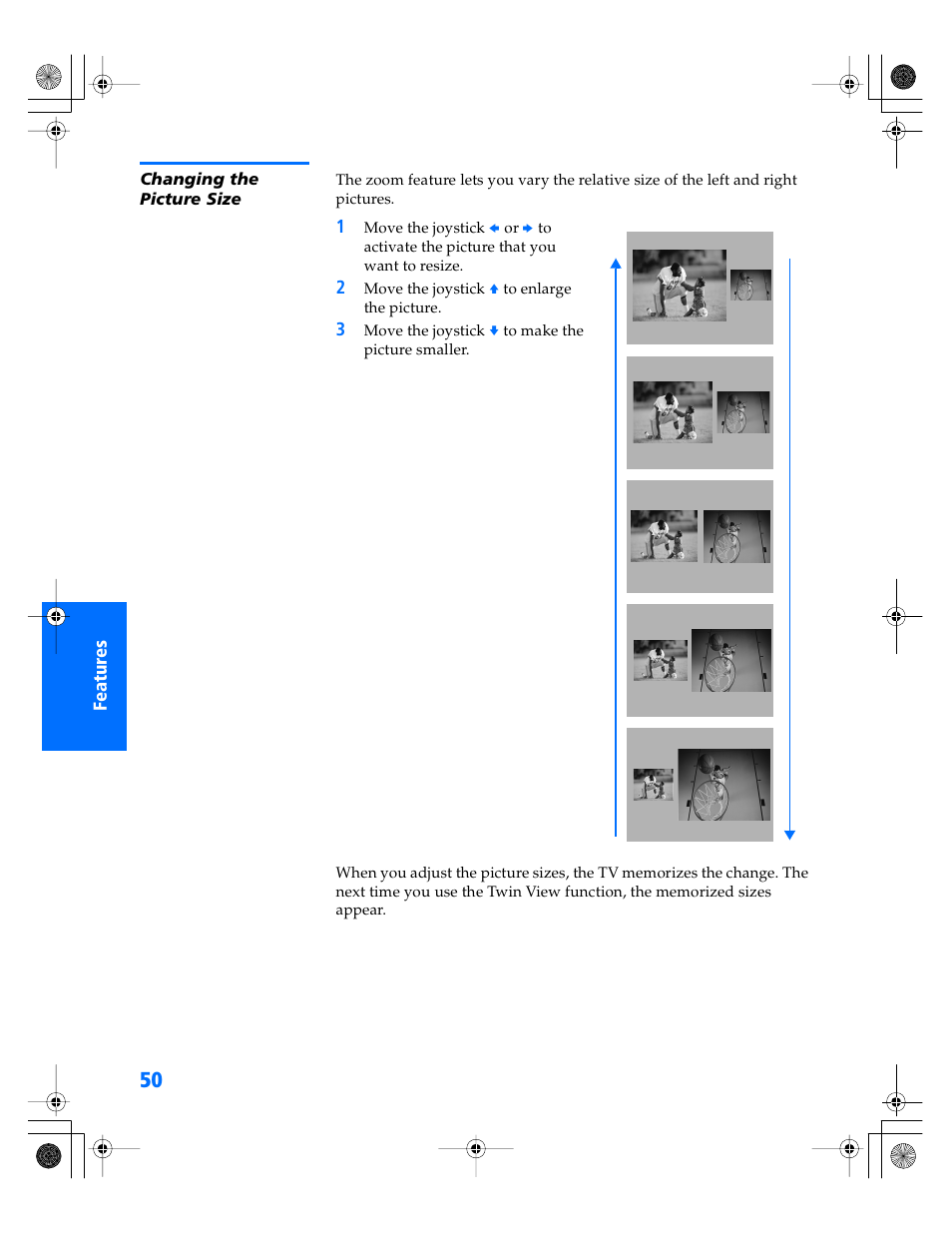 Changing the picture size | Sony WEGA KV-40XBR800 User Manual | Page 51 / 89