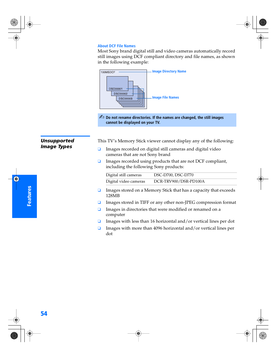 Unsupported image types | Sony WEGA KV-40XBR800 User Manual | Page 55 / 89