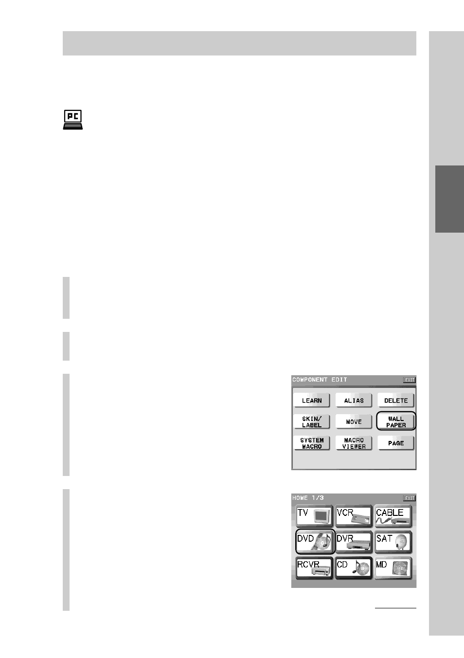 Setting a wallpaper (wallpaper) | Sony RM-NX7000 User Manual | Page 103 / 252