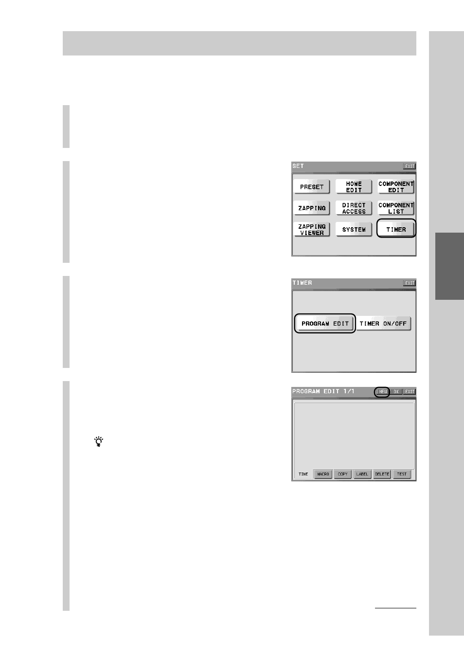 Step 1: creating a timer program key | Sony RM-NX7000 User Manual | Page 129 / 252