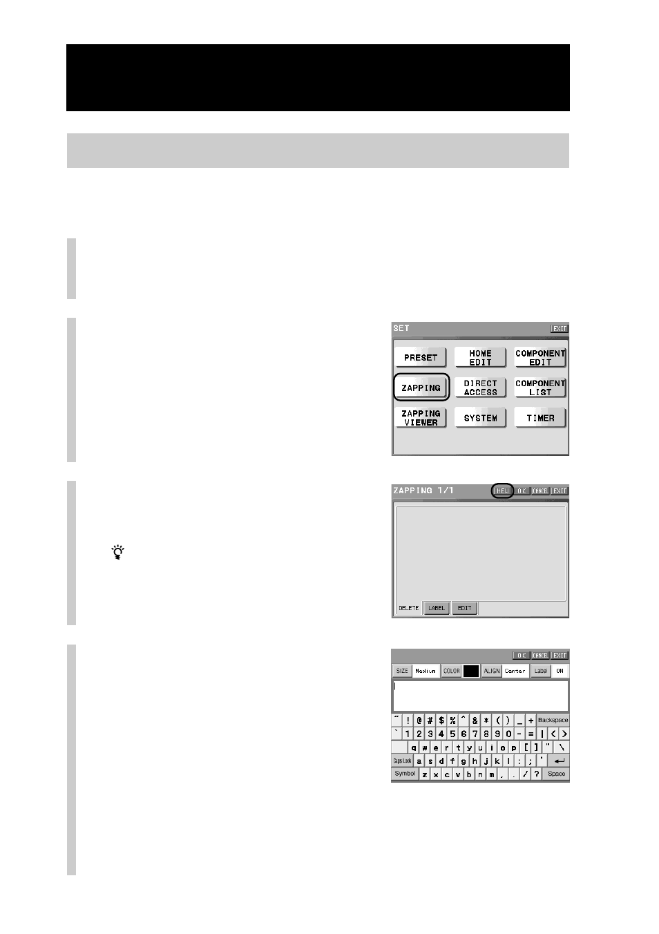 Step 1: creating a zapping group | Sony RM-NX7000 User Manual | Page 176 / 252