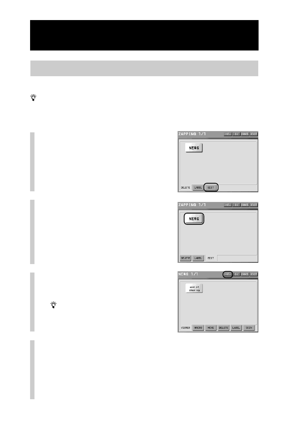 Step 2: creating a zapping element | Sony RM-NX7000 User Manual | Page 178 / 252