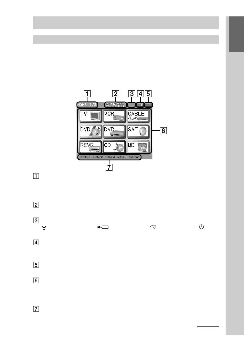 Screen layout and elements | Sony RM-NX7000 User Manual | Page 21 / 252