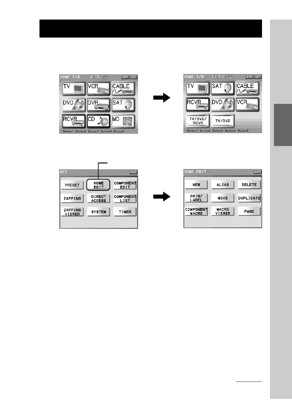 Customizing the home display (home edit) | Sony RM-NX7000 User Manual | Page 67 / 252