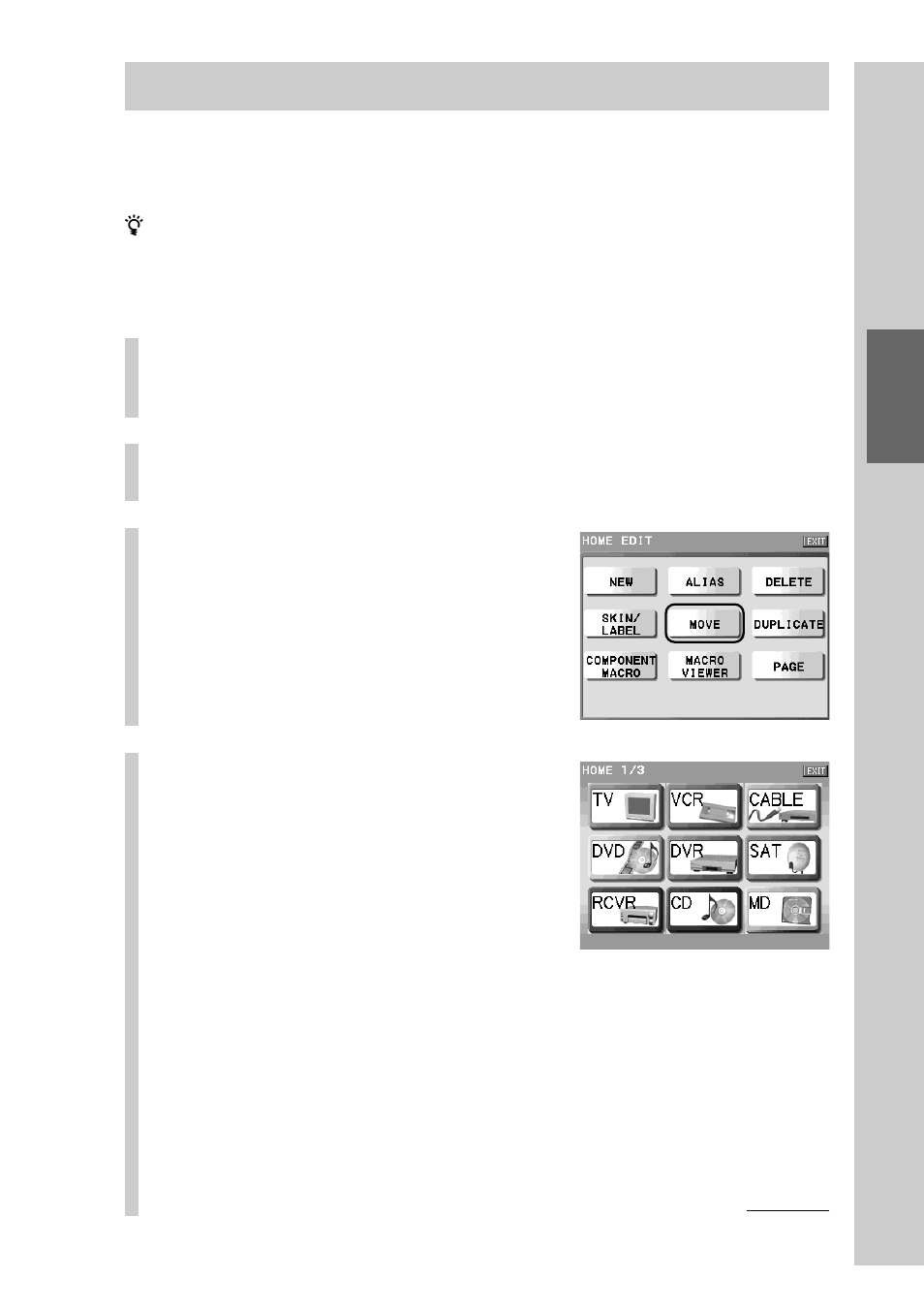 Changing the assignment of a component key (move) | Sony RM-NX7000 User Manual | Page 69 / 252