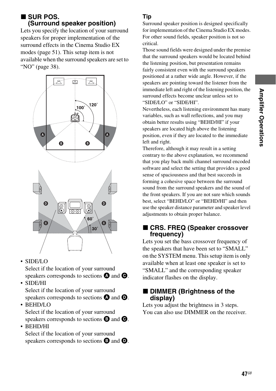 Sony MULTI CHANNEL AV RECEIVER STR-DG710 User Manual | Page 47 / 80