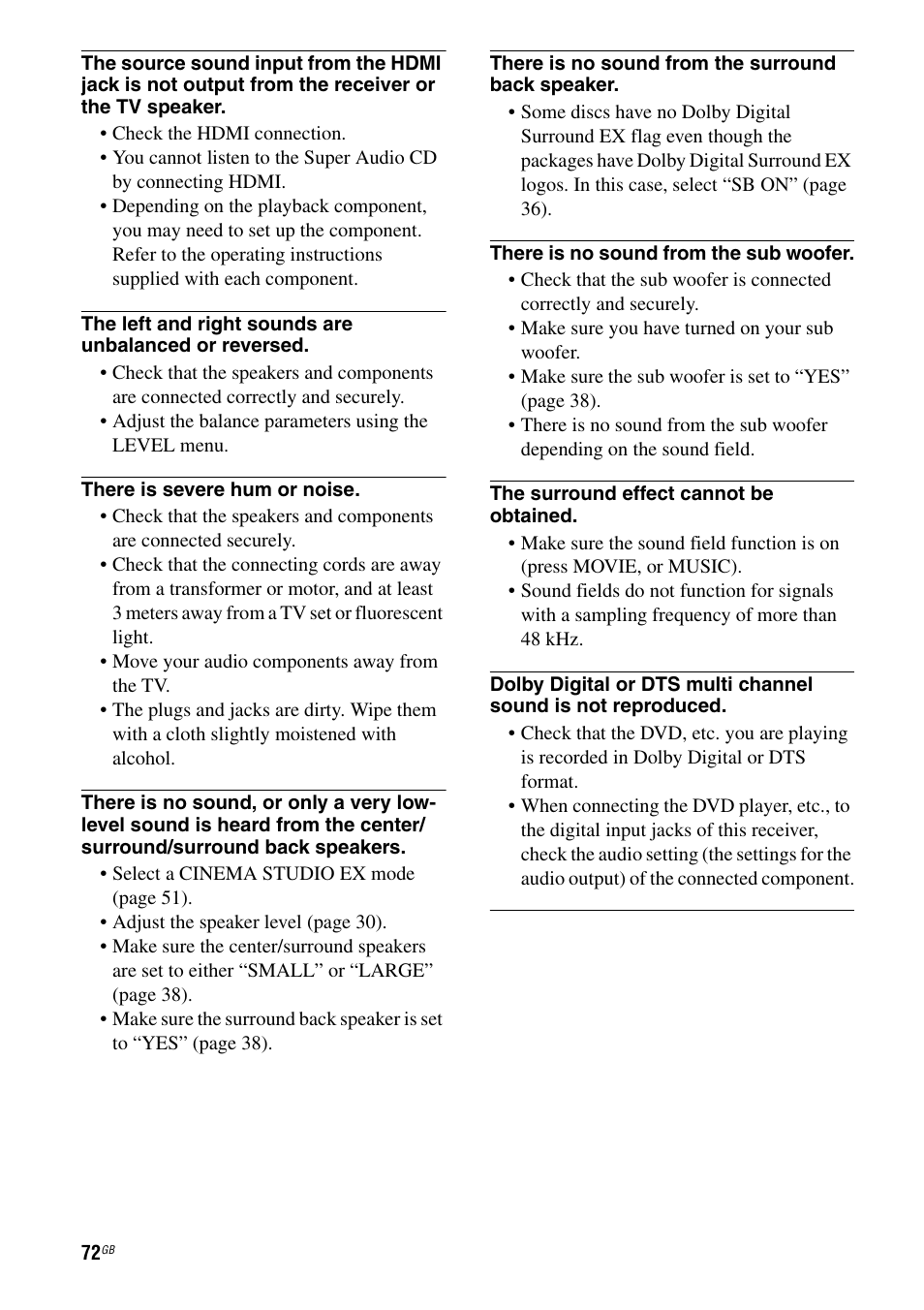 Sony MULTI CHANNEL AV RECEIVER STR-DG710 User Manual | Page 72 / 80