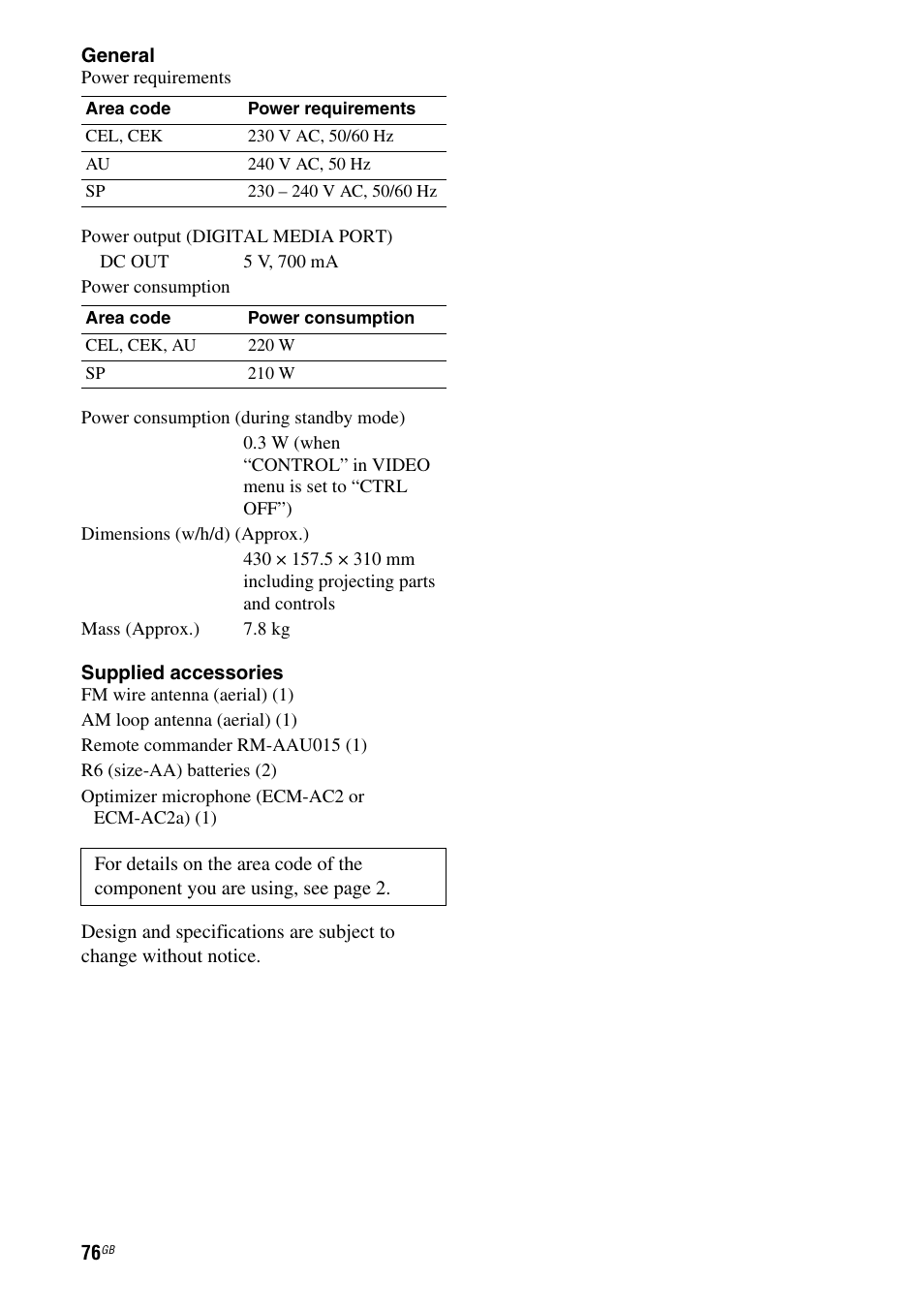 Sony MULTI CHANNEL AV RECEIVER STR-DG710 User Manual | Page 76 / 80