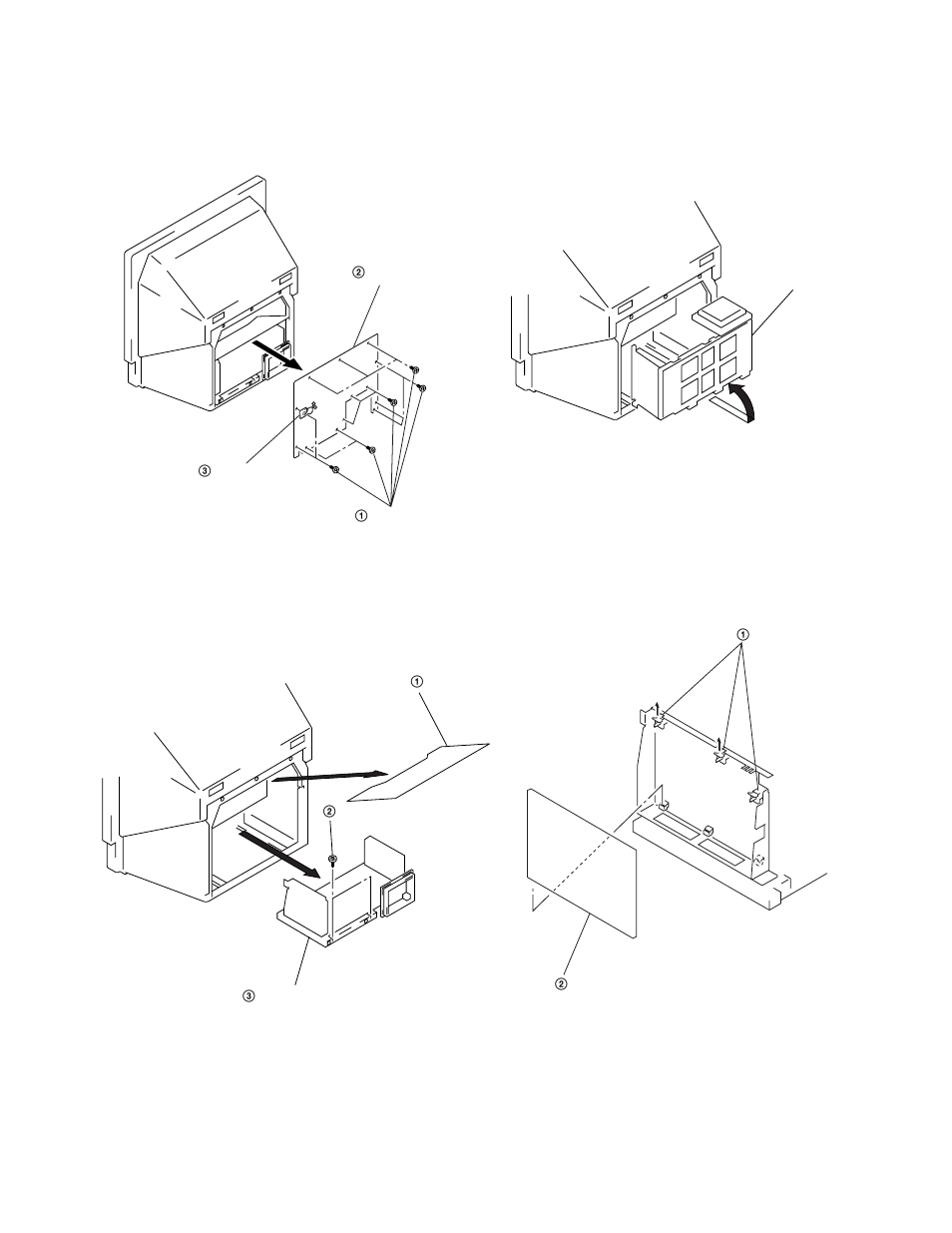 Desassembly, Rear board removal, Main bracket section removal | Service position, G board removal | Sony KP-41S5U User Manual | Page 15 / 78