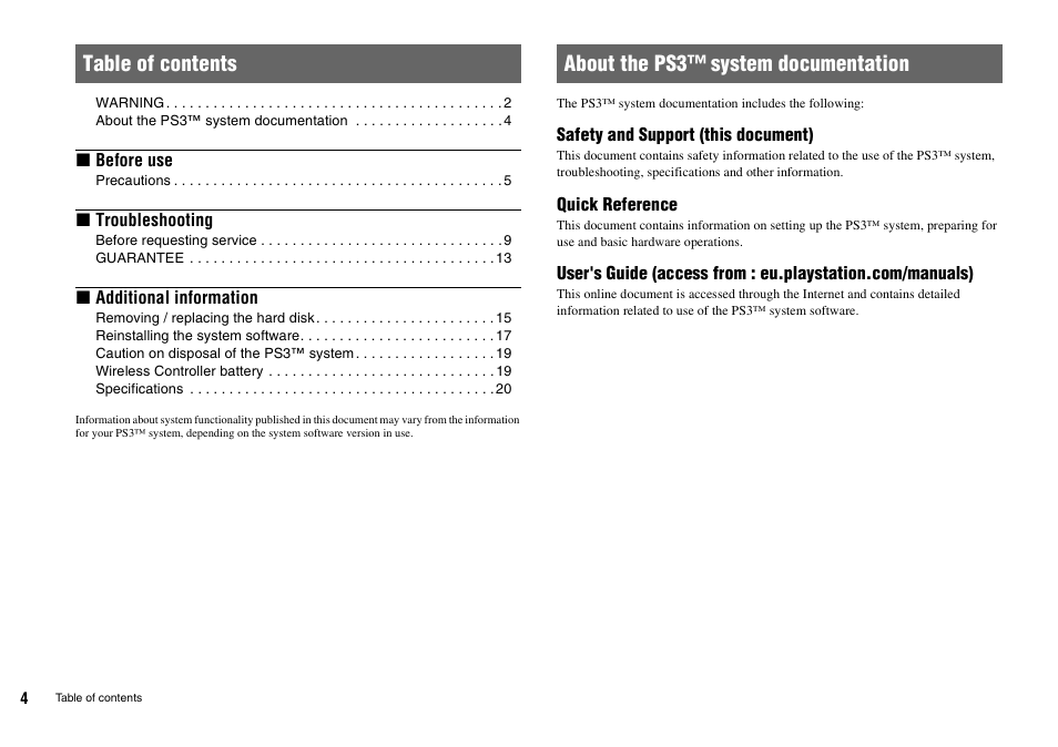 Sony Playstation 3 CECHL04 User Manual | Page 4 / 28