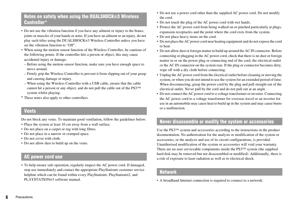 Sony Playstation 3 CECHL04 User Manual | Page 6 / 28