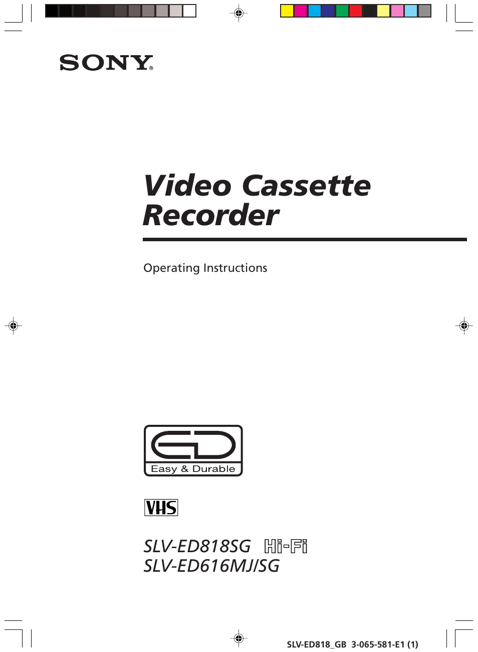 Sony SLV-ED616SG User Manual | 20 pages