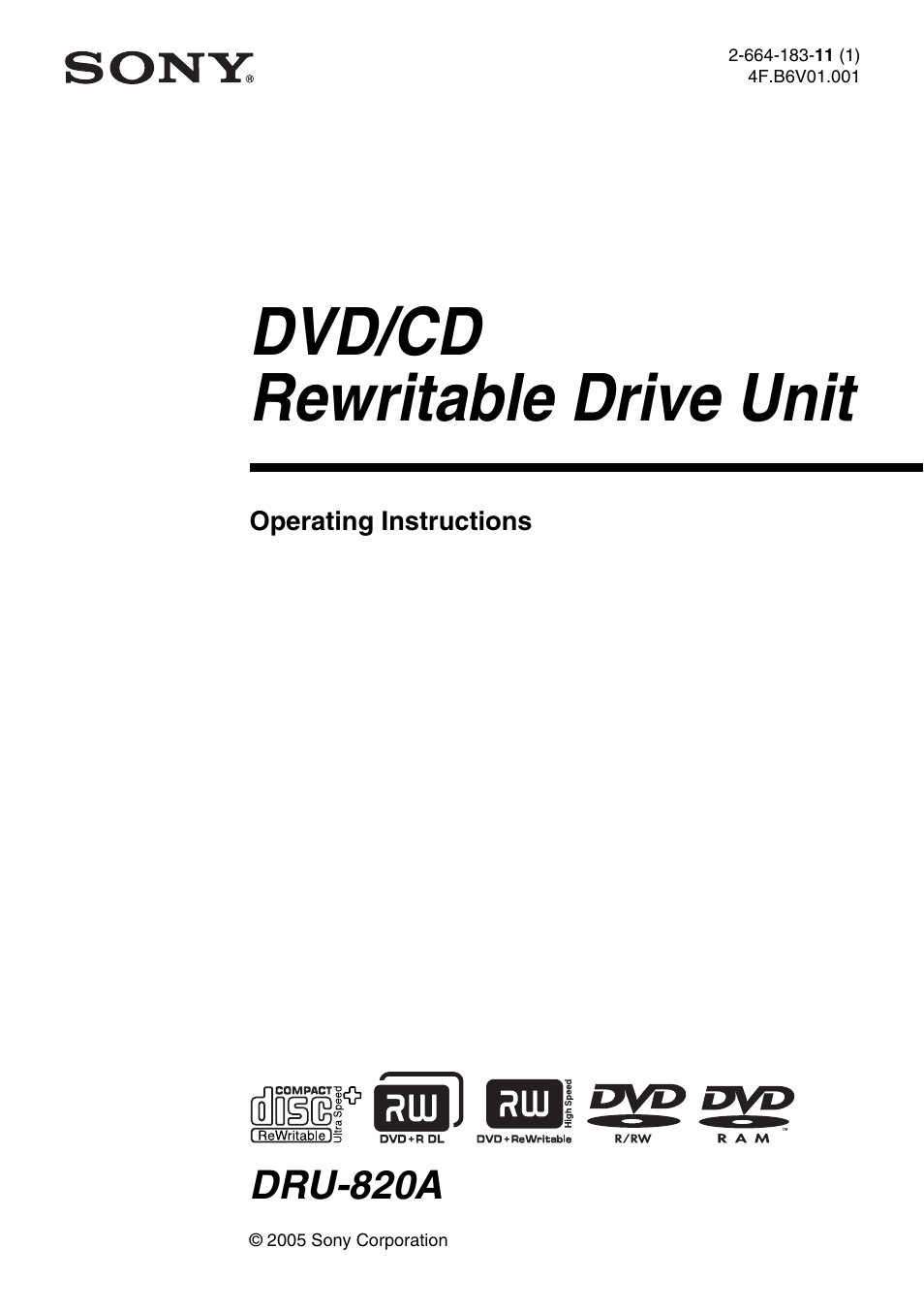 Sony DRU-820A User Manual | 36 pages