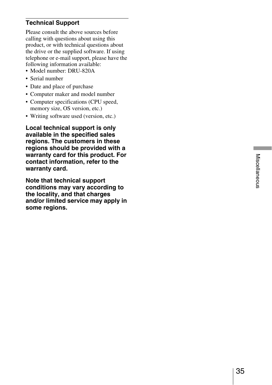 Sony DRU-820A User Manual | Page 35 / 36