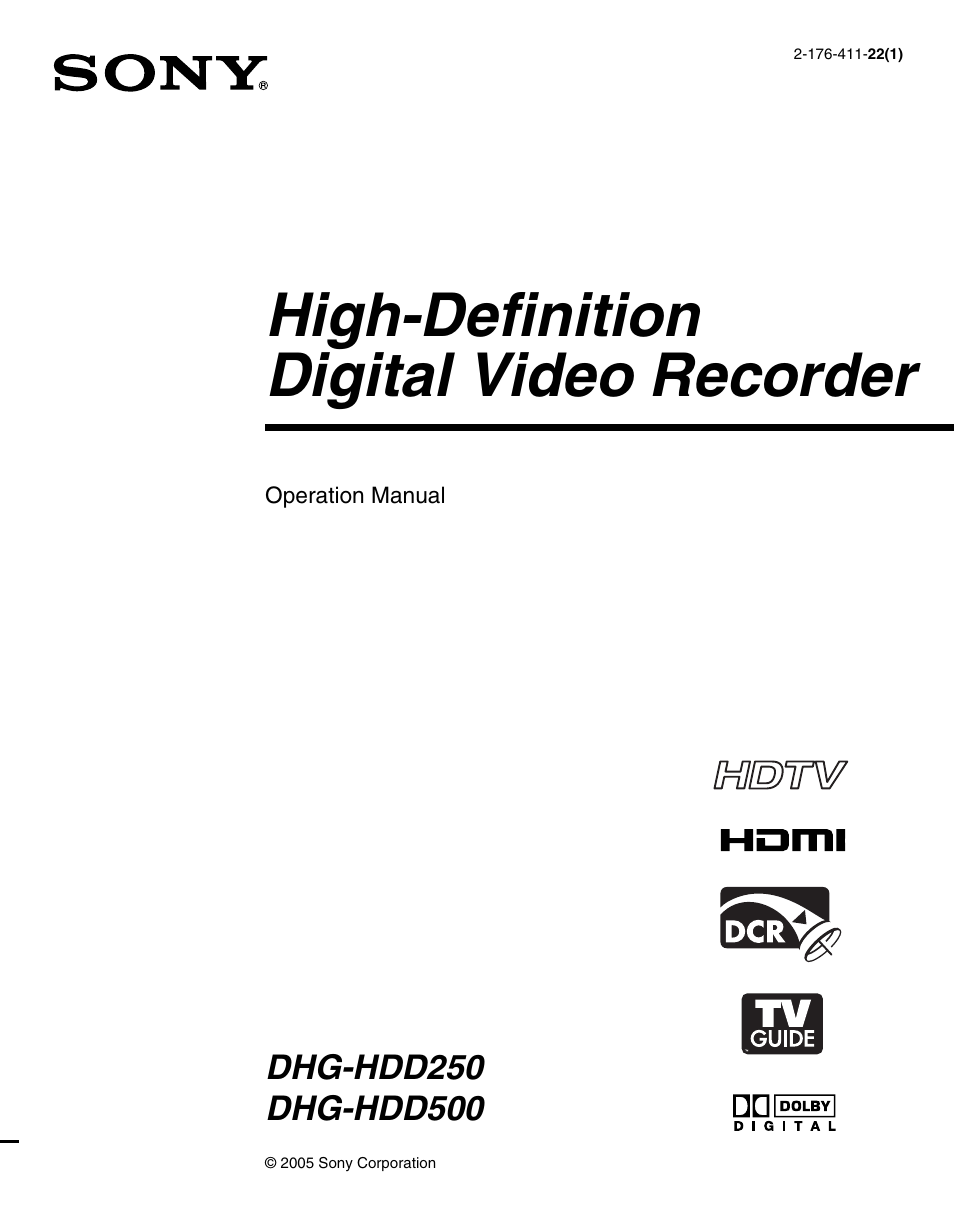 Sony DHG-HDD250 User Manual | 104 pages