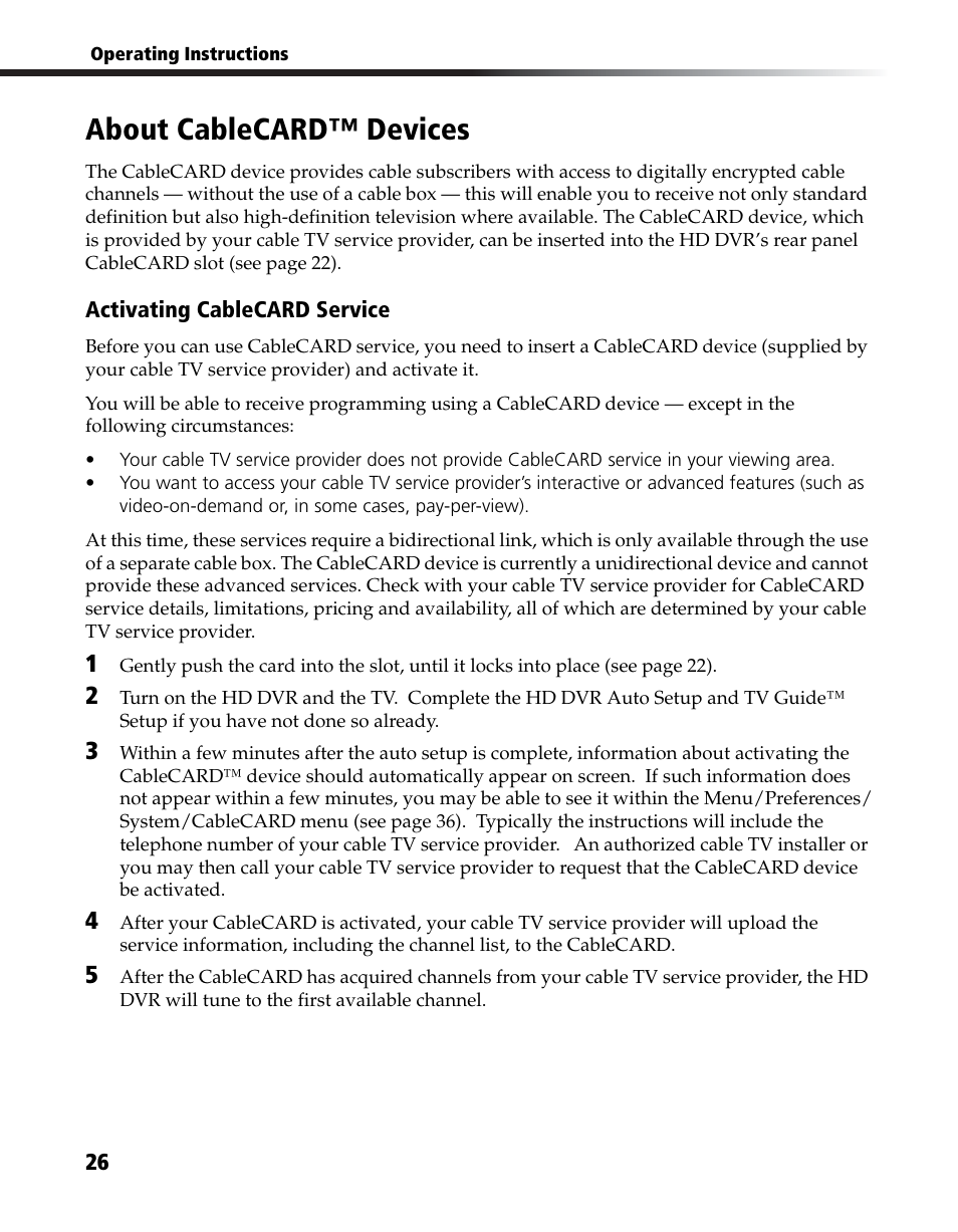 About cablecard™ devices | Sony DHG-HDD250 User Manual | Page 32 / 104