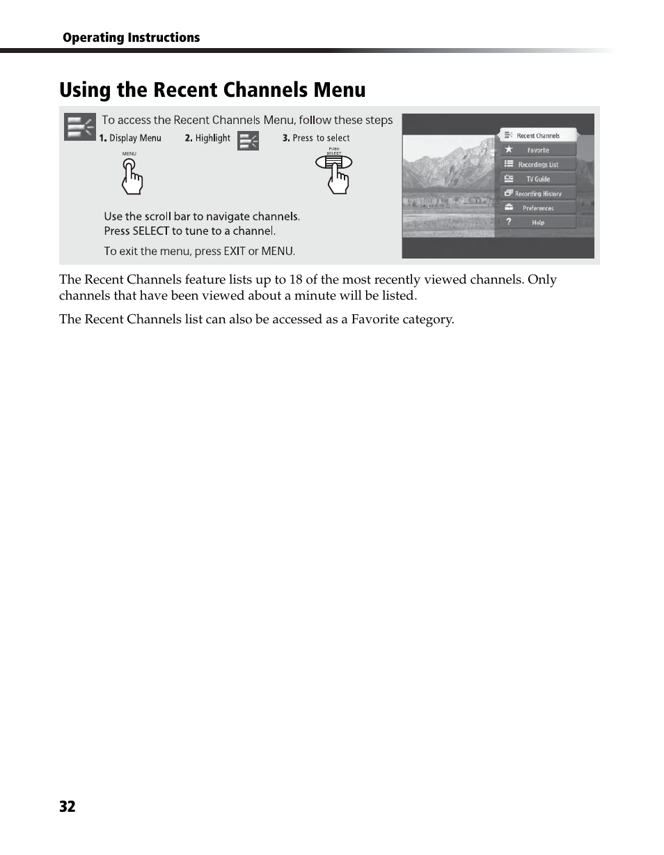 Using the recent channels menu | Sony DHG-HDD250 User Manual | Page 38 / 104