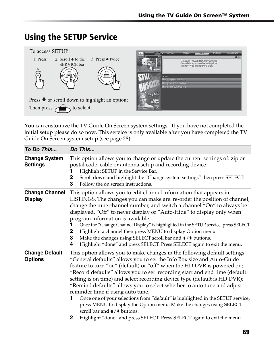 Using the setup service | Sony DHG-HDD250 User Manual | Page 75 / 104