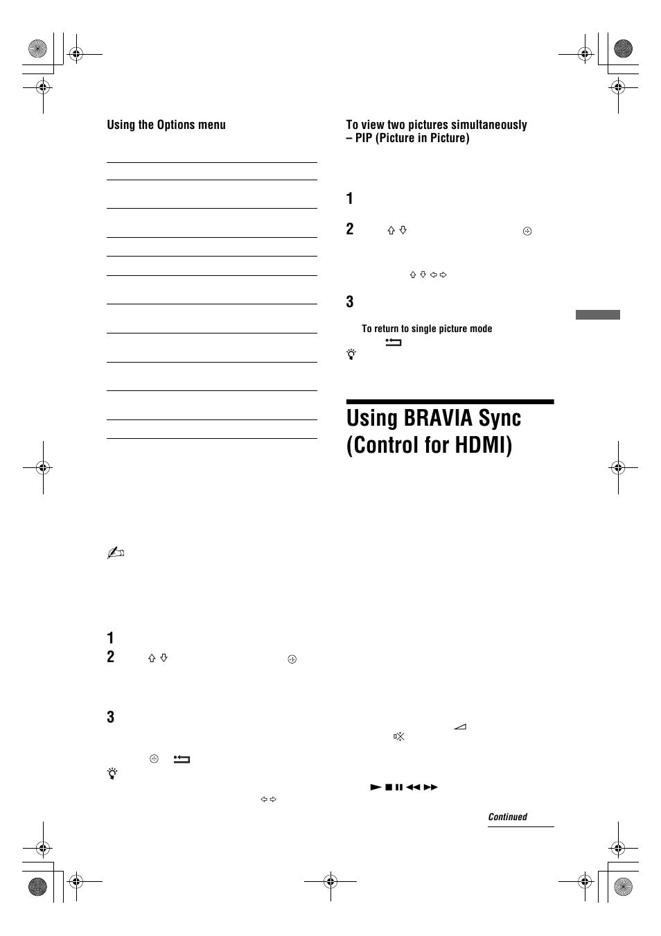 Using bravia sync (control for hdmi) | Sony Bravia KDL-26V4700 User Manual | Page 19 / 36