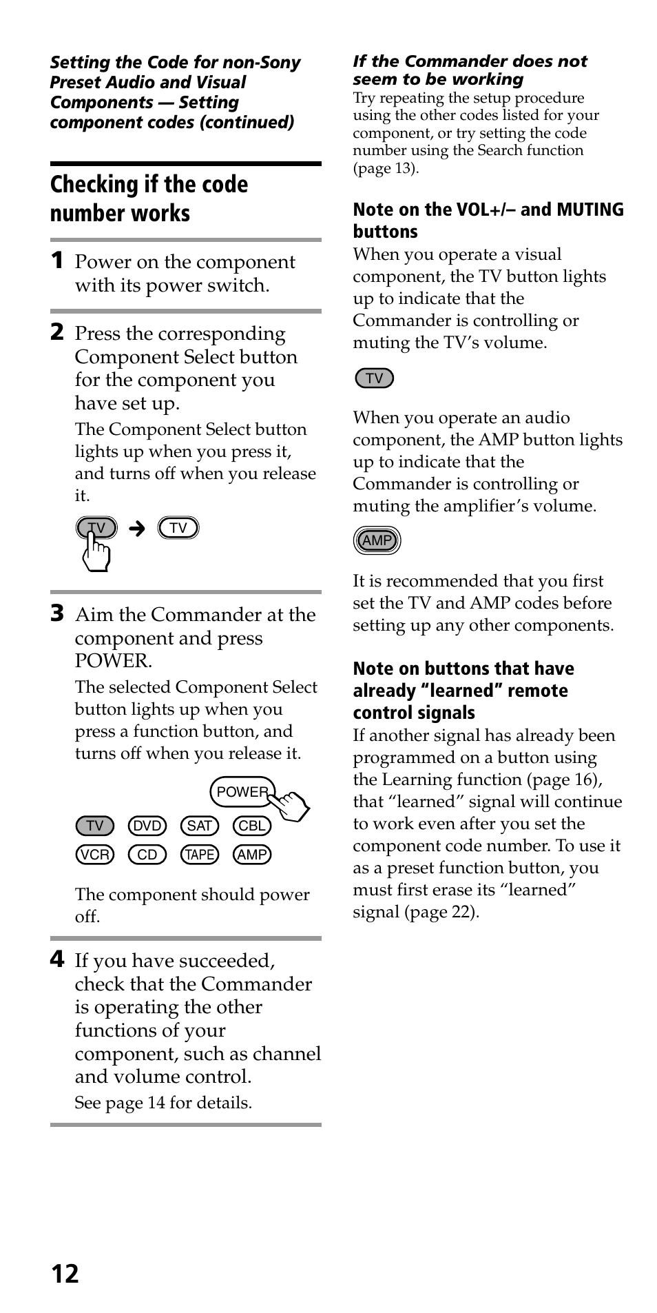 Checking if the code number works, Checking if the code number works 1 | Sony RM-VL600 User Manual | Page 12 / 52