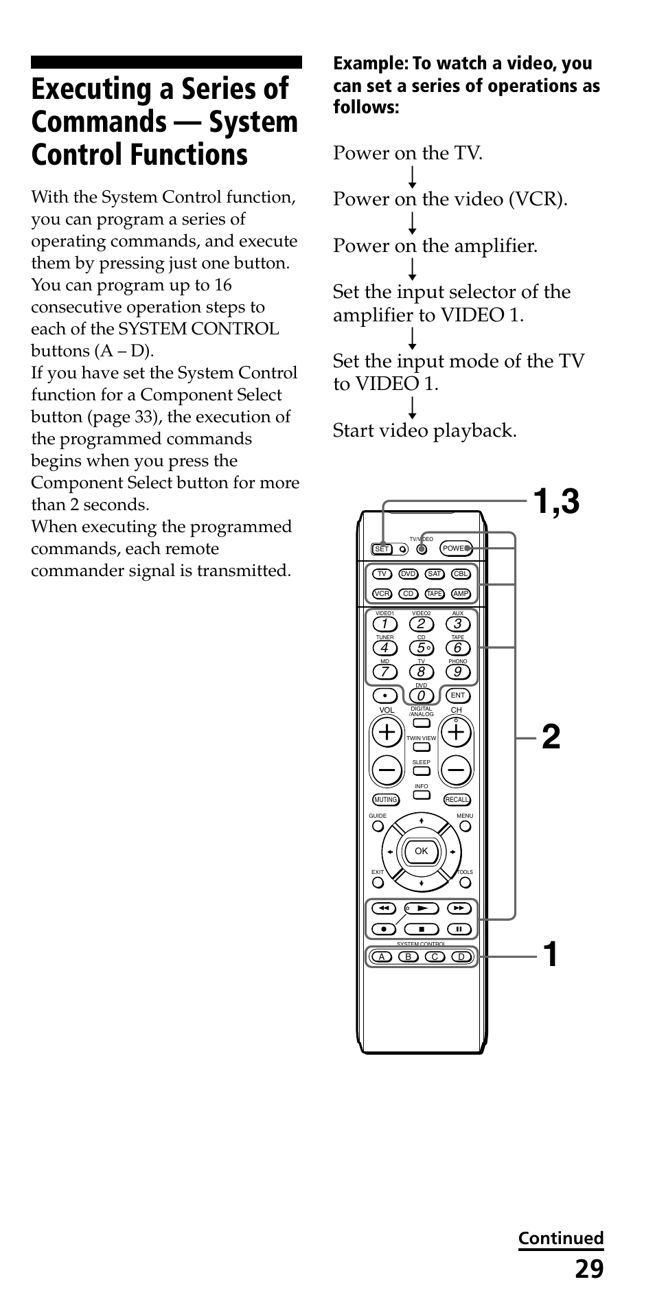 Continued | Sony RM-VL600 User Manual | Page 29 / 52