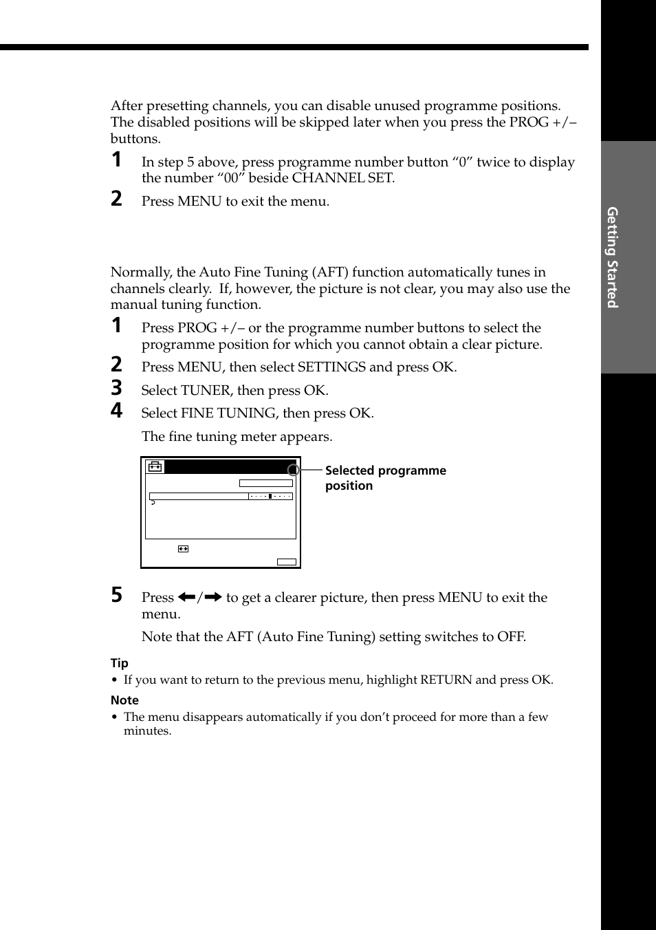 Disabling unwanted programme positions, If the picture is not clear | Sony PAL NTSC 4.43 SLV-SE80UX User Manual | Page 21 / 80