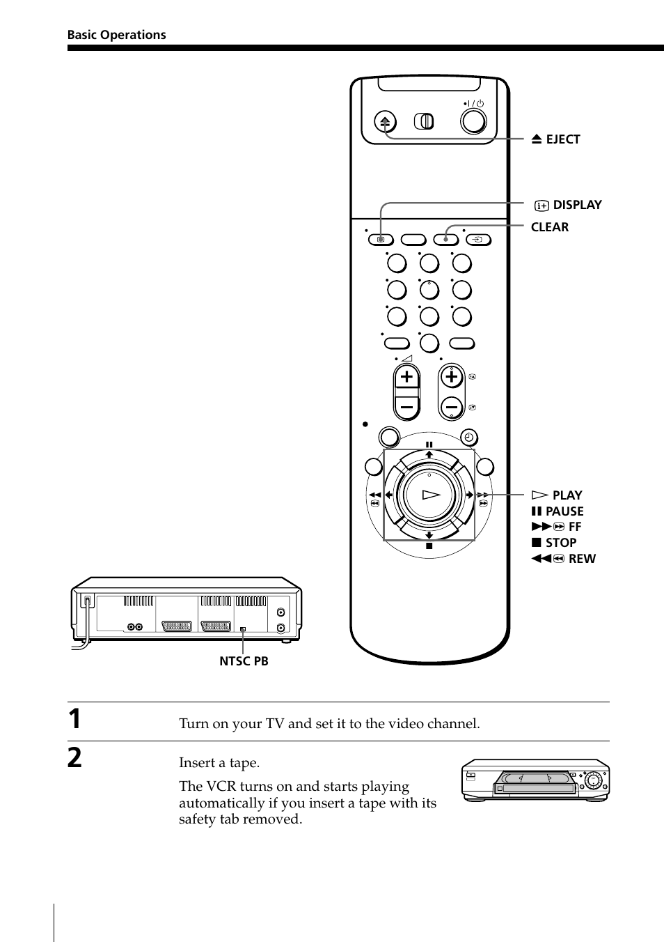 Playing a tape | Sony PAL NTSC 4.43 SLV-SE80UX User Manual | Page 34 / 80