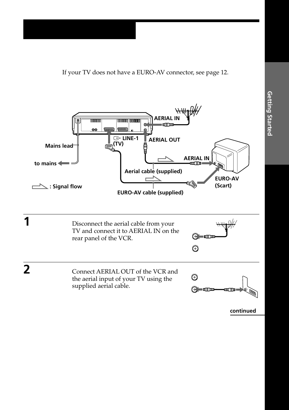 Connecting the vcr, Step 3, If your tv has a euro-av (scart) connector | Sony PAL NTSC 4.43 SLV-SE80UX User Manual | Page 9 / 80