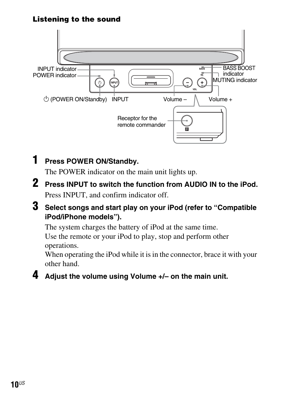 Sony IPOD SRS-GU10IP User Manual | Page 10 / 44