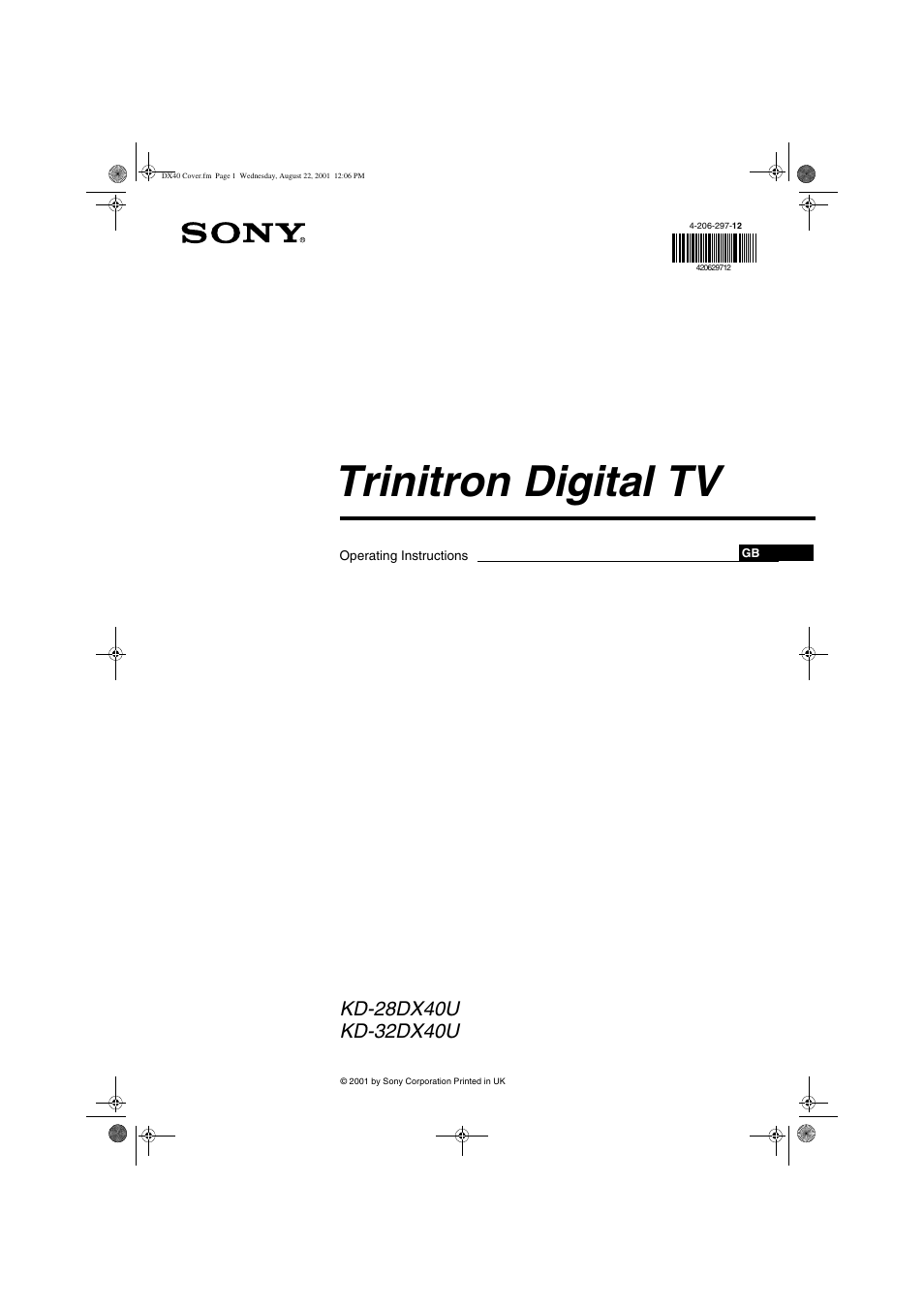 Sony Trinitron KD-32DX40U User Manual | 40 pages