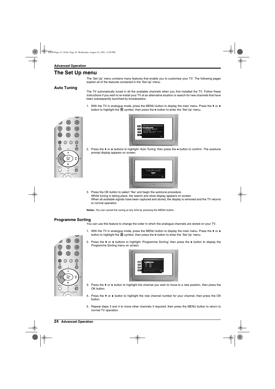The set up menu | Sony Trinitron KD-32DX40U User Manual | Page 26 / 40