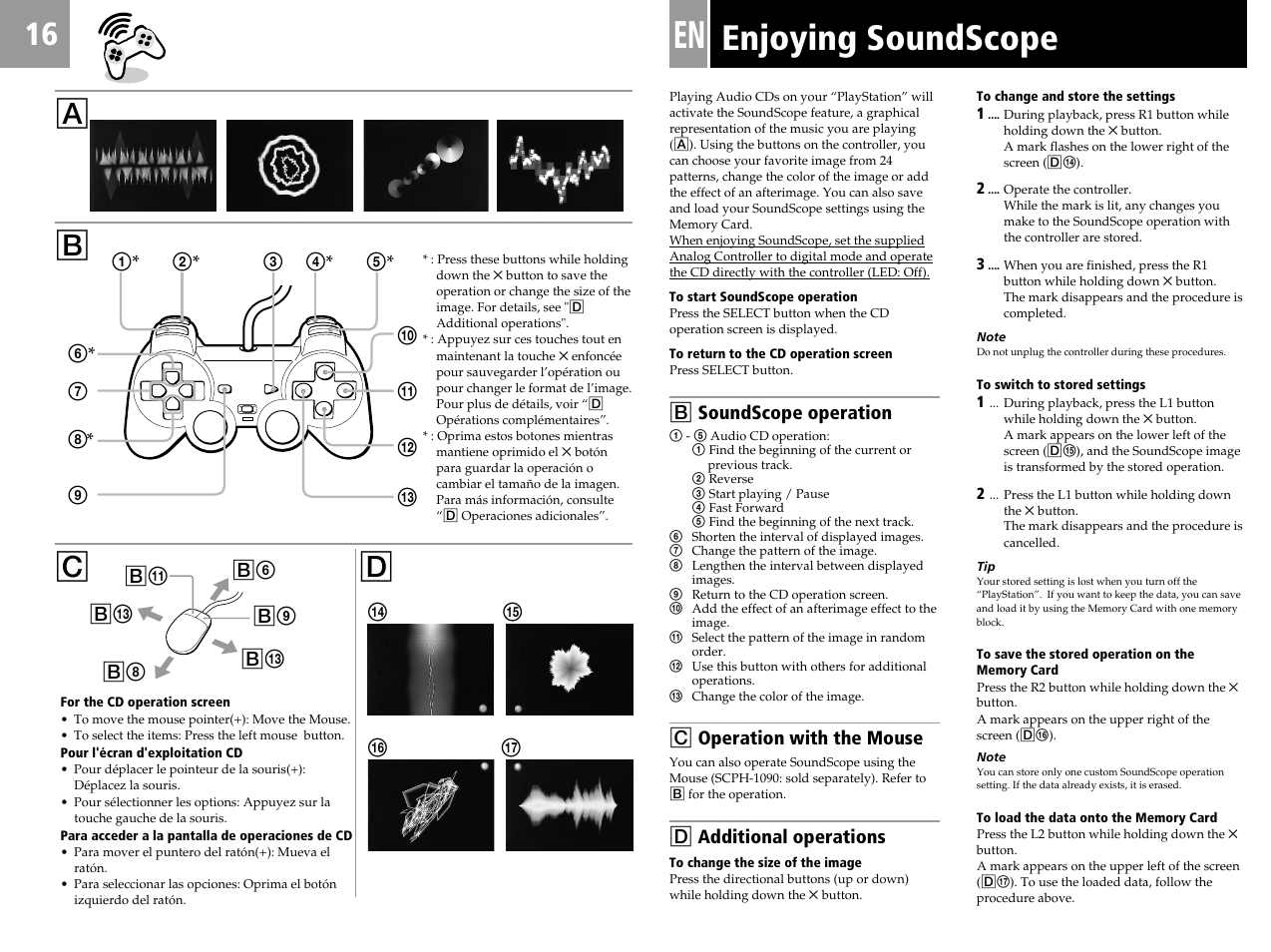 Enjoying soundscope, Cd a b | Sony PlayStation User Manual | Page 16 / 24