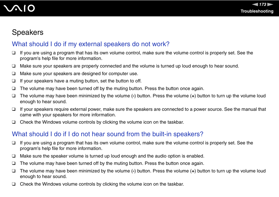 Speakers | Sony VAIO VGN-CR User Manual | Page 173 / 197