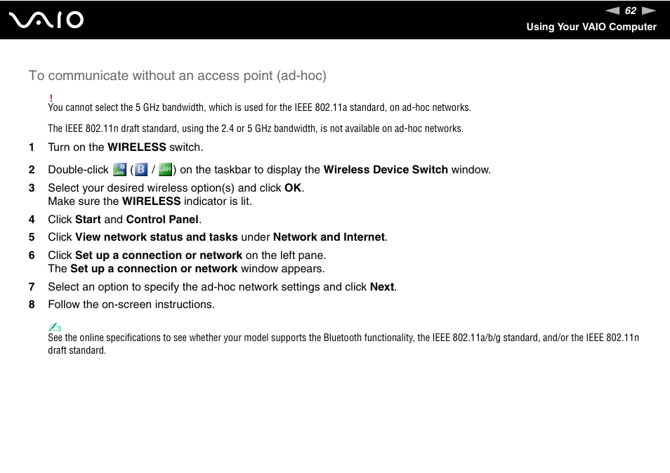 Sony VAIO VGN-CR User Manual | Page 62 / 197