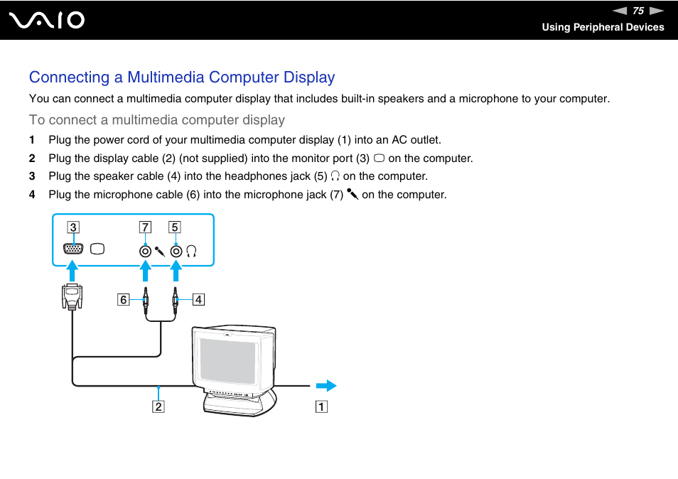 Connecting a multimedia computer display | Sony VAIO VGN-CR User Manual | Page 75 / 197
