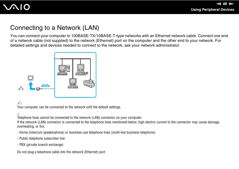 Connecting to a network (lan) | Sony VAIO VGN-CR User Manual | Page 88 / 197