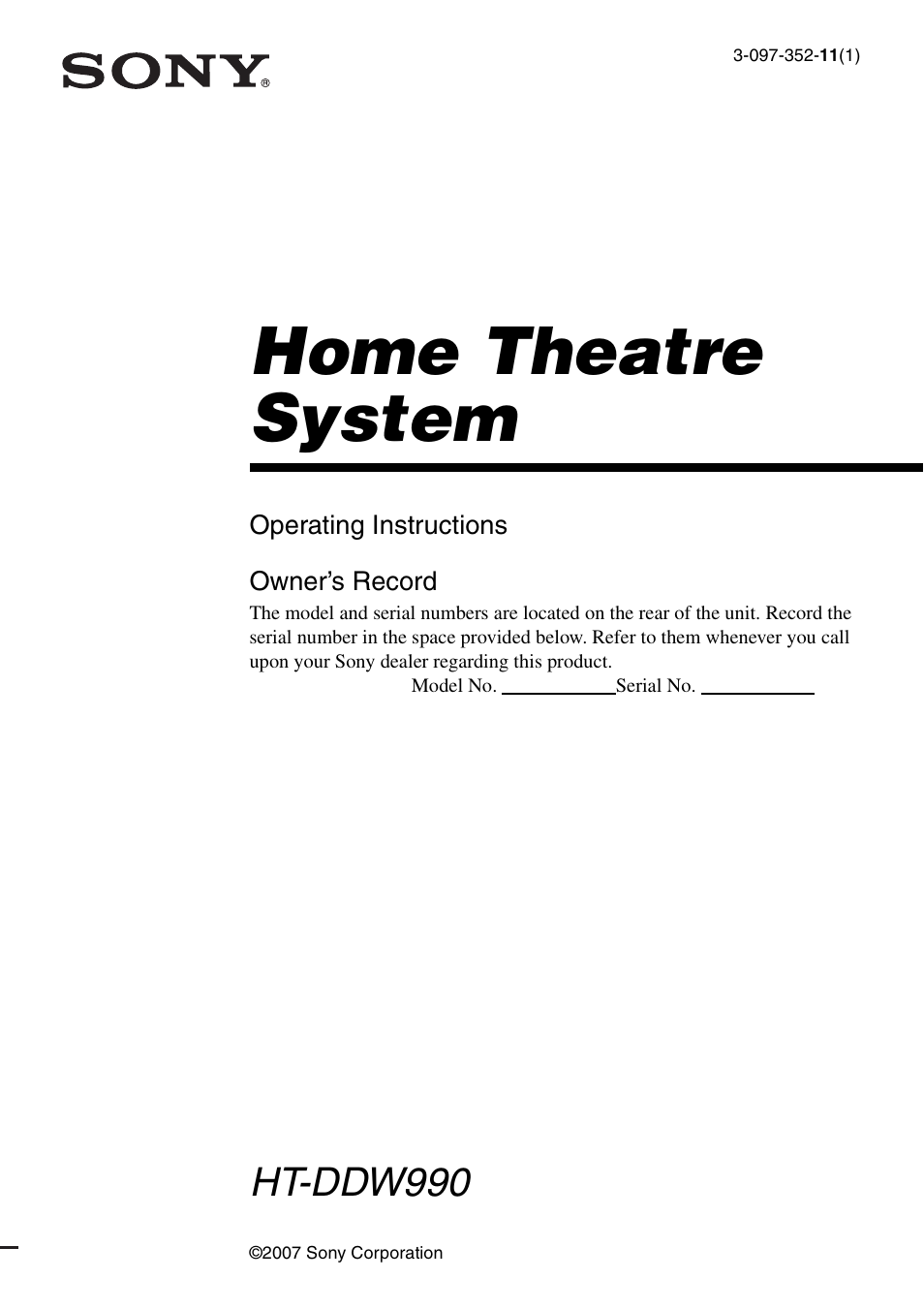 Sony HT-DDW990 User Manual | 80 pages