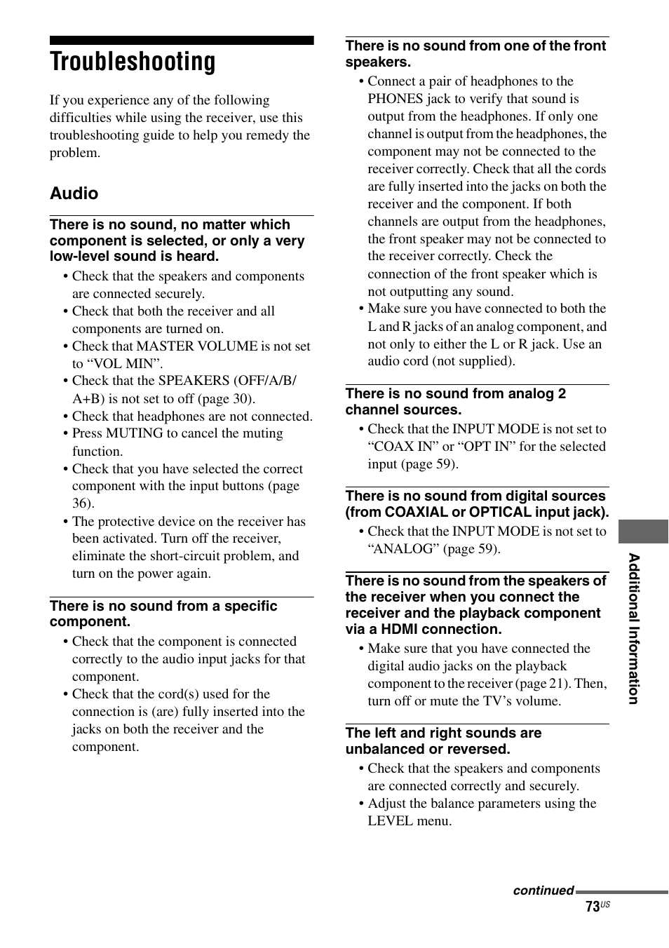 Troubleshooting | Sony HT-DDW990 User Manual | Page 73 / 80